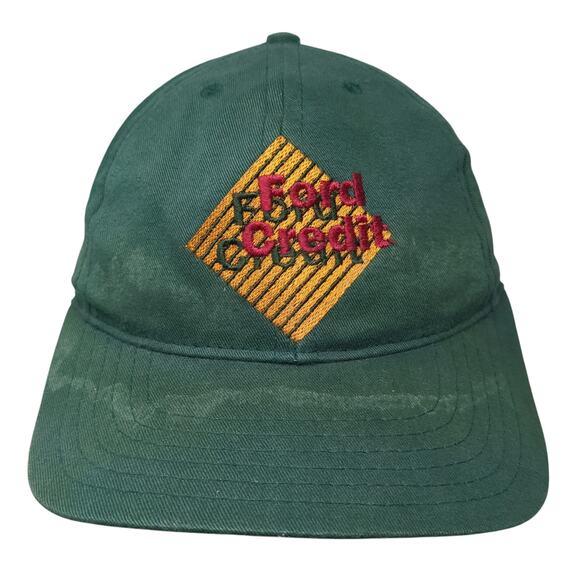 Ford Credit Slideback Hat Green One Size Adjustable Leather Strap - Picture 1 of 9